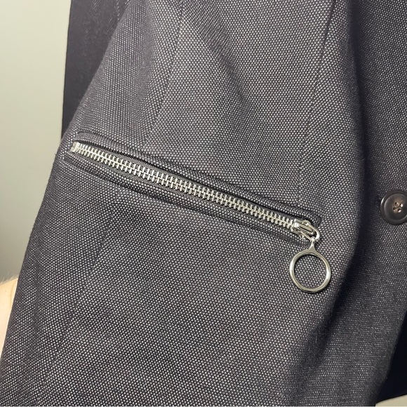 Ann Taylor Women’s Charcoal Blazer Size 12 Zip Pocket Fitted Work office Blazer - Picture 6 of 11